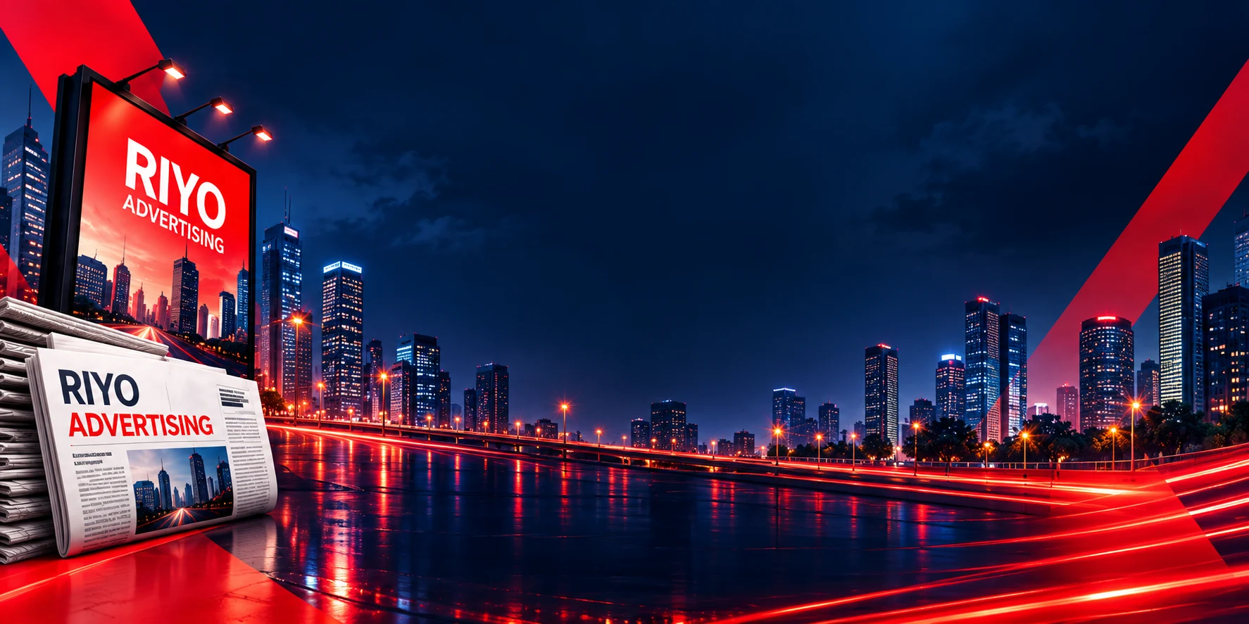 Riyo Advertising Neon Cityscape